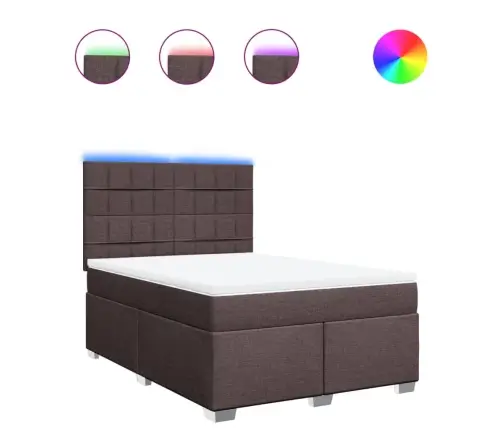 Lova Su Spyruoklėmis Ir Čiužiniu, Ruda, 160X200 cm Audinys