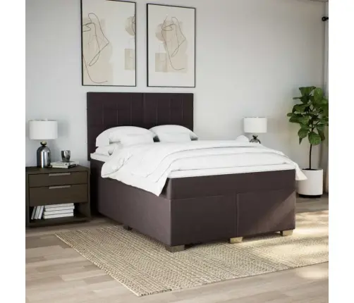 Lova Su Spyruoklėmis Ir Čiužiniu, Ruda, 160X200 cm Audinys