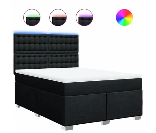 Atsperu Gulta Ar Matraci, Melns, 160X200 Cm, Audums Vidaxl