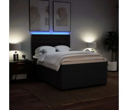 Atsperu Gulta Ar Matraci, Melns, 160X200 Cm, Audums Vidaxl