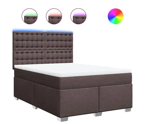 Atsperu Gulta Ar Matraci, Tumši Brūns, 160X200 Cm, Audums Vidaxl