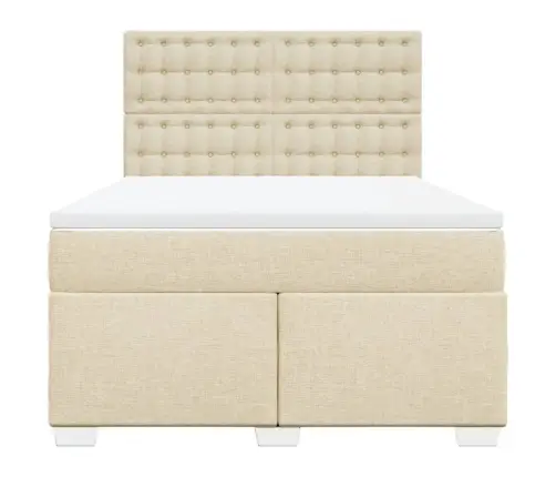 Atsperu Gulta Ar Matraci, Krēmkrāsas, 160X200 Cm, Audums Vidaxl