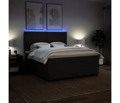 Atsperu Gulta Ar Matraci, Melns, 180X200 Cm, Audums Vidaxl