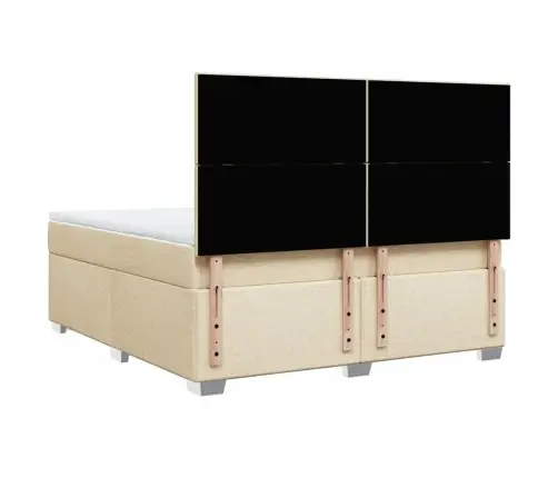 Atsperu Gulta Ar Matraci, Krēmkrāsas, 180X200 Cm, Audums Vidaxl