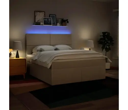 Atsperu Gulta Ar Matraci, Krēmkrāsas, 180X200 Cm, Audums Vidaxl