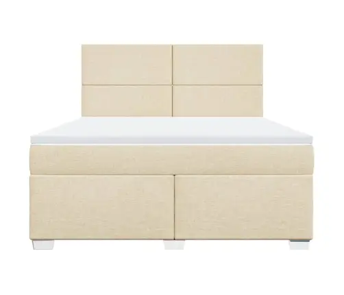 Atsperu Gulta Ar Matraci, Krēmkrāsas, 180X200 Cm, Audums Vidaxl