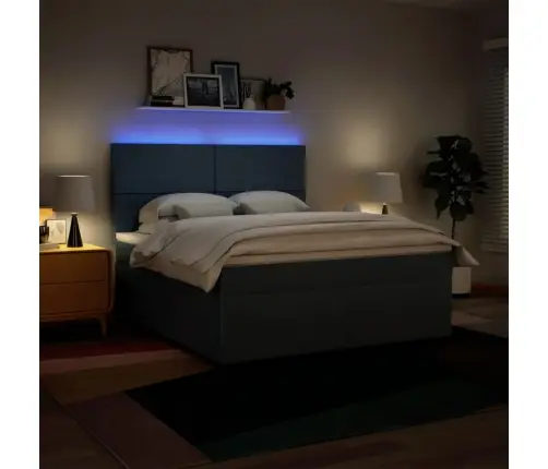 Atsperu Gulta Ar Matraci, Zils, 180X200 Cm, Audums Vidaxl