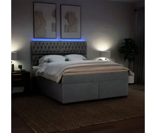 Lova Su Spyruoklėmis Ir Čiužiniu, Pilka, 180X200cm Audinys