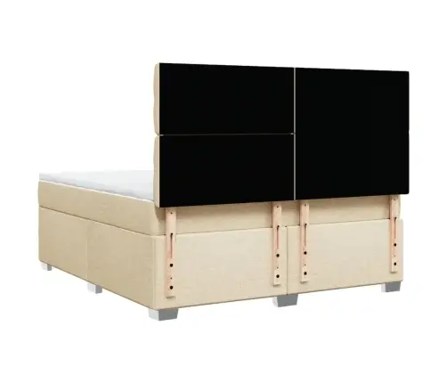 Lova Su Spyruoklėmis Ir Čiužiniu, Kreminė, 180X200 cm Audinys