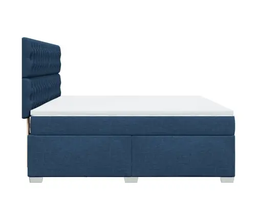 Atsperu Gulta Ar Matraci, Zils, 180X200 Cm, Audums Vidaxl