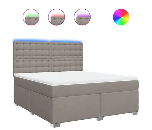 Atsperu Gulta Ar Matraci, Pelēkbrūns, 180X200 Cm, Audums Vidaxl