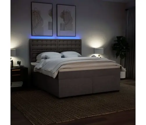 Atsperu Gulta Ar Matraci, Pelēkbrūns, 180X200 Cm, Audums Vidaxl