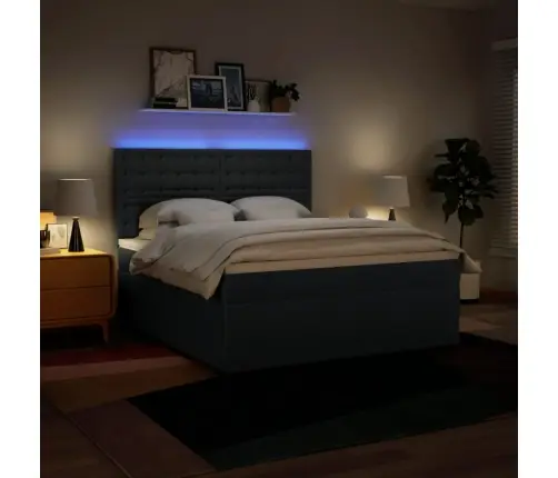 Atsperu Gulta Ar Matraci, Zils, 180X200 Cm, Audums Vidaxl