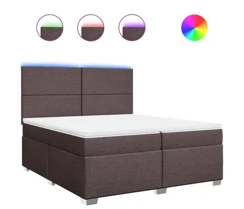 Atsperu Gultas Rāmis Ar Matraci, Tumši Brūna, 200X200Cm, Audums Vidaxl