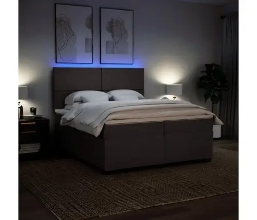 Atsperu Gultas Rāmis Ar Matraci, Tumši Brūna, 200X200Cm, Audums Vidaxl