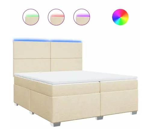 Atsperu Gultas Rāmis Ar Matraci, Krēmkrāsas Audums, 200X200 Cm Vidaxl