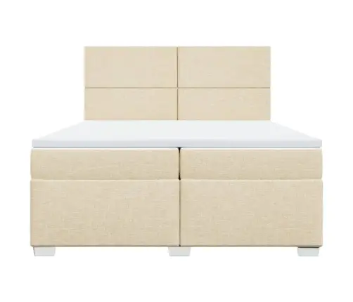 Atsperu Gultas Rāmis Ar Matraci, Krēmkrāsas Audums, 200X200 Cm Vidaxl