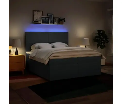 Atsperu Gultas Rāmis Ar Matraci, Zils Audums, 200X200 Cm Vidaxl