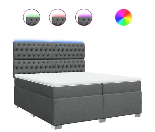 Atsperu Gulta Ar Matraci, Tumši Pelēka Audums, 200X200Cm Vidaxl