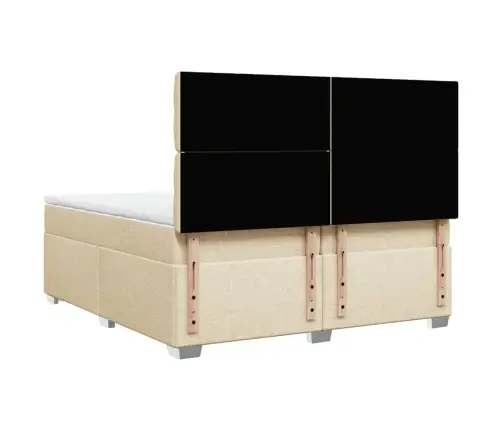 Atsperu Gultas Rāmis Ar Matraci, Krēmkrāsas Audums, 200X200 Cm Vidaxl