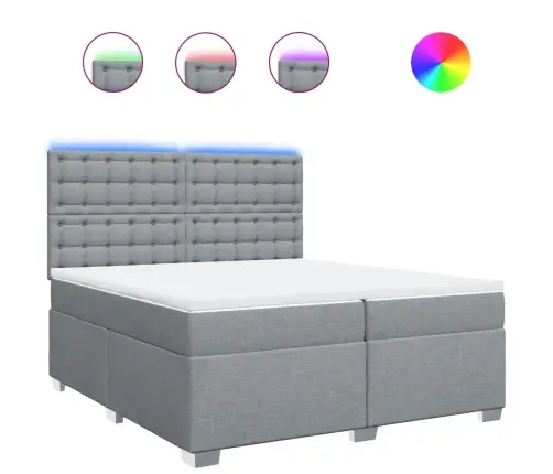 Lova Su Spyruoklėmis Ir Čiužiniu, Pilka, 200X200cm Audinys