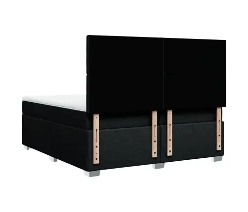 Atsperu Gultas Rāmis Ar Matraci, Melna Audums, 200X200 Cm Vidaxl