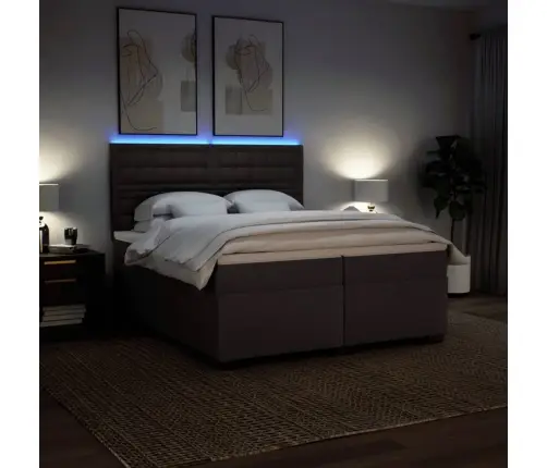 Lova Su Spyruoklėmis Ir Čiužiniu, Ruda, 200X200 cm Audinys