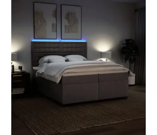 Lova Su Spyruoklėmis Ir Čiužiniu, Taupe, 200X200 cm Audinys