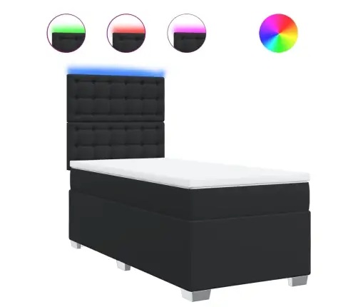 Kontinentaalvoodi Madratsiga, Must, 80X200 cm Kunstnahk