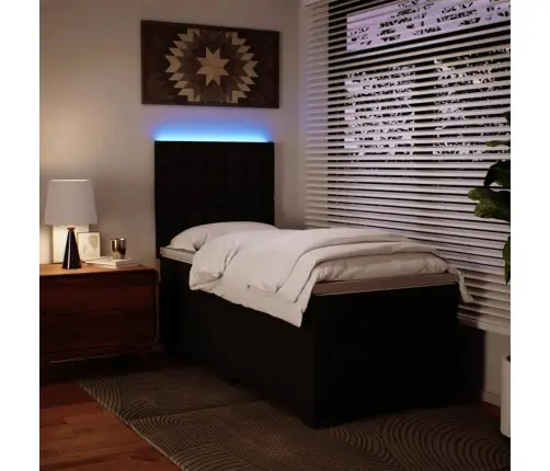 Kontinentaalvoodi Madratsiga, Must, 80X200 cm Kunstnahk