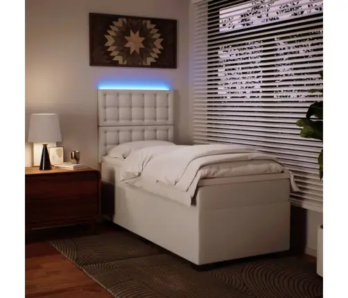 Lova Su Spyruoklėmis Ir Čiužiniu, Balta, 80X200cm Dirbtinė Oda