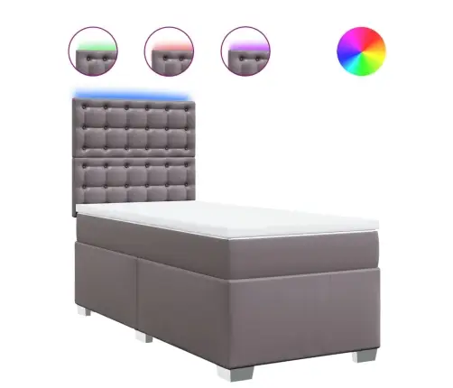 Lova Su Spyruoklėmis Ir Čiužiniu, Pilka, 80X200cm Dirbtinė Oda