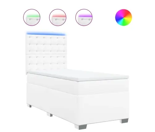 Atsperu Gulta Ar Matraci, Balta, 90X190 Cm, Mākslīgā Āda Vidaxl