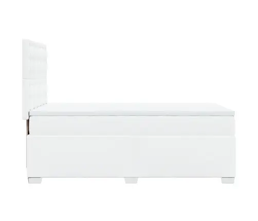 Atsperu Gulta Ar Matraci, Balta, 90X190 Cm, Mākslīgā Āda Vidaxl