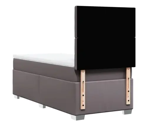 Lova Su Spyruoklėmis Ir Čiužiniu, Pilka, 90X190cm Dirbtinė Oda