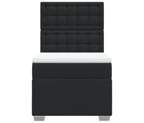 Atsperu Gulta Ar Matraci, Melna, 90X200 Cm, Mākslīgā Āda Vidaxl