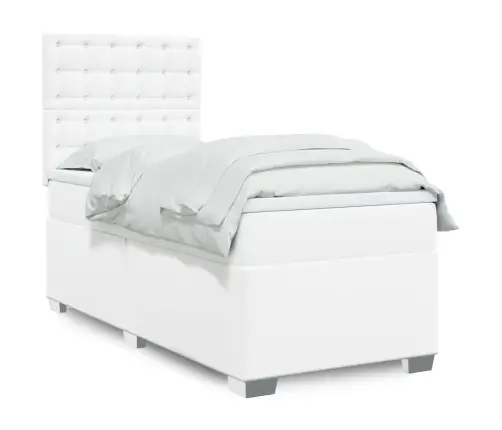 Kontinentaalvoodi Madratsiga, Valge, 90X200 cm Kunstnahk