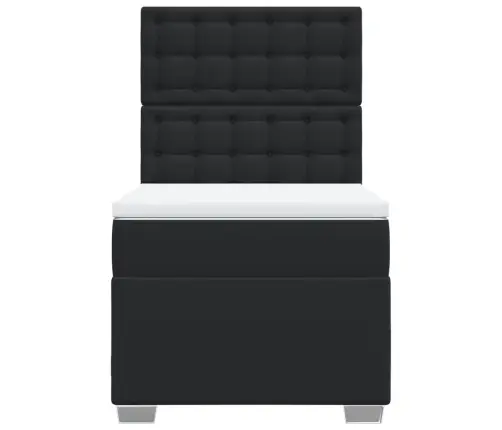 Atsperu Gulta Ar Matraci, Melna, 100X200 Cm, Mākslīgā Āda Vidaxl