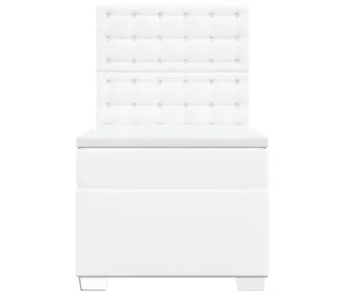 Lova Su Spyruoklėmis Ir Čiužiniu, Balta,100X200cm Dirbtinė Oda