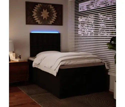 Atsperu Gulta Ar Matraci, Melna, 120X190 Cm, Mākslīgā Āda Vidaxl