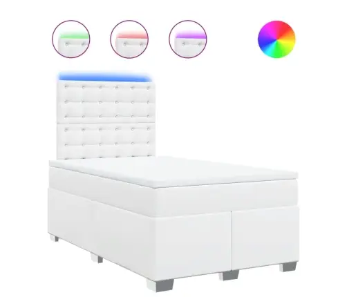 Kontinentaalvoodi Madratsiga, Valge, 120 X 190 cm Kunstnahk