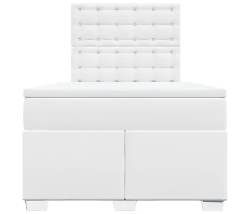 Kontinentaalvoodi Madratsiga, Valge, 120 X 190 cm Kunstnahk