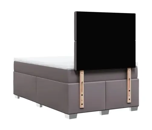 Atsperu Gulta Ar Matraci, Balta, 120X190 Cm, Mākslīgā Āda Vidaxl