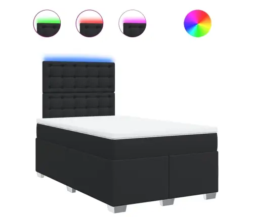 Atsperu Gulta Ar Matraci, Melna, 120X200 Cm, Mākslīgā Āda Vidaxl