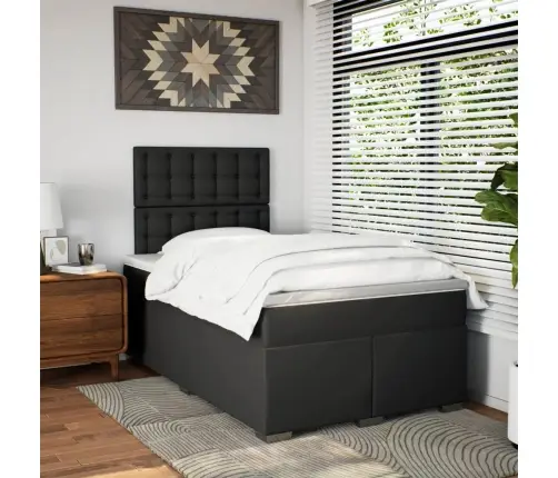 Atsperu Gulta Ar Matraci, Melna, 120X200 Cm, Mākslīgā Āda Vidaxl