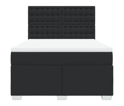 Kontinentaalvoodi Madratsiga,Must, 140X190 cm Kunstnahk