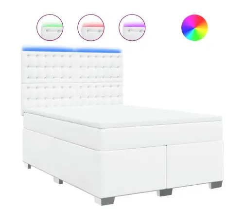 Atsperu Gulta Ar Matraci, Balta, 140X190 Cm, Mākslīgā Āda Vidaxl Atsperu Gulta Ar Matraci, Balta, 140X190 Cm, Mākslīgā Āda Vidaxl