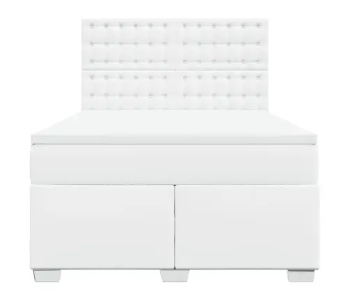 Atsperu Gulta Ar Matraci, Balta, 140X190 Cm, Mākslīgā Āda Vidaxl Atsperu Gulta Ar Matraci, Balta, 140X190 Cm, Mākslīgā Āda Vidaxl