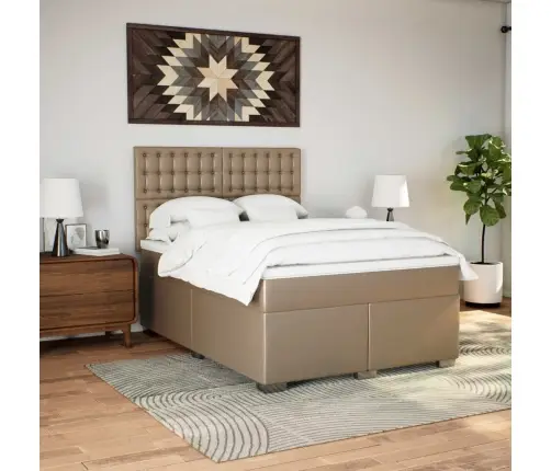 Kontinentaalvoodi Madratsiga, Cappuccino, 140X190 cm Kunstnahk