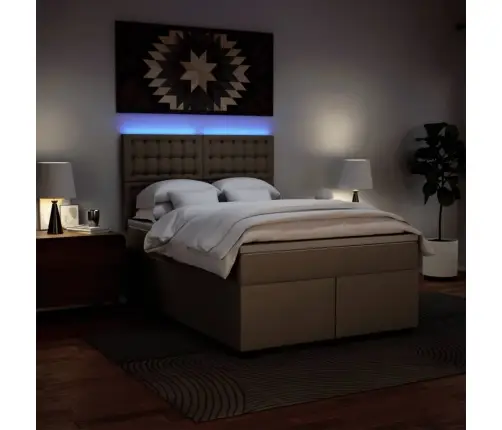 Kontinentaalvoodi Madratsiga, Cappuccino, 140X190 cm Kunstnahk